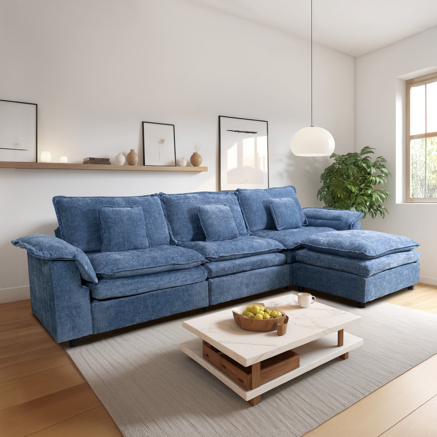 Muumblus Modular Sectional Sofa with Ottoman, Teddy Indoor Sleeper Furniture Set with Oversized Seats