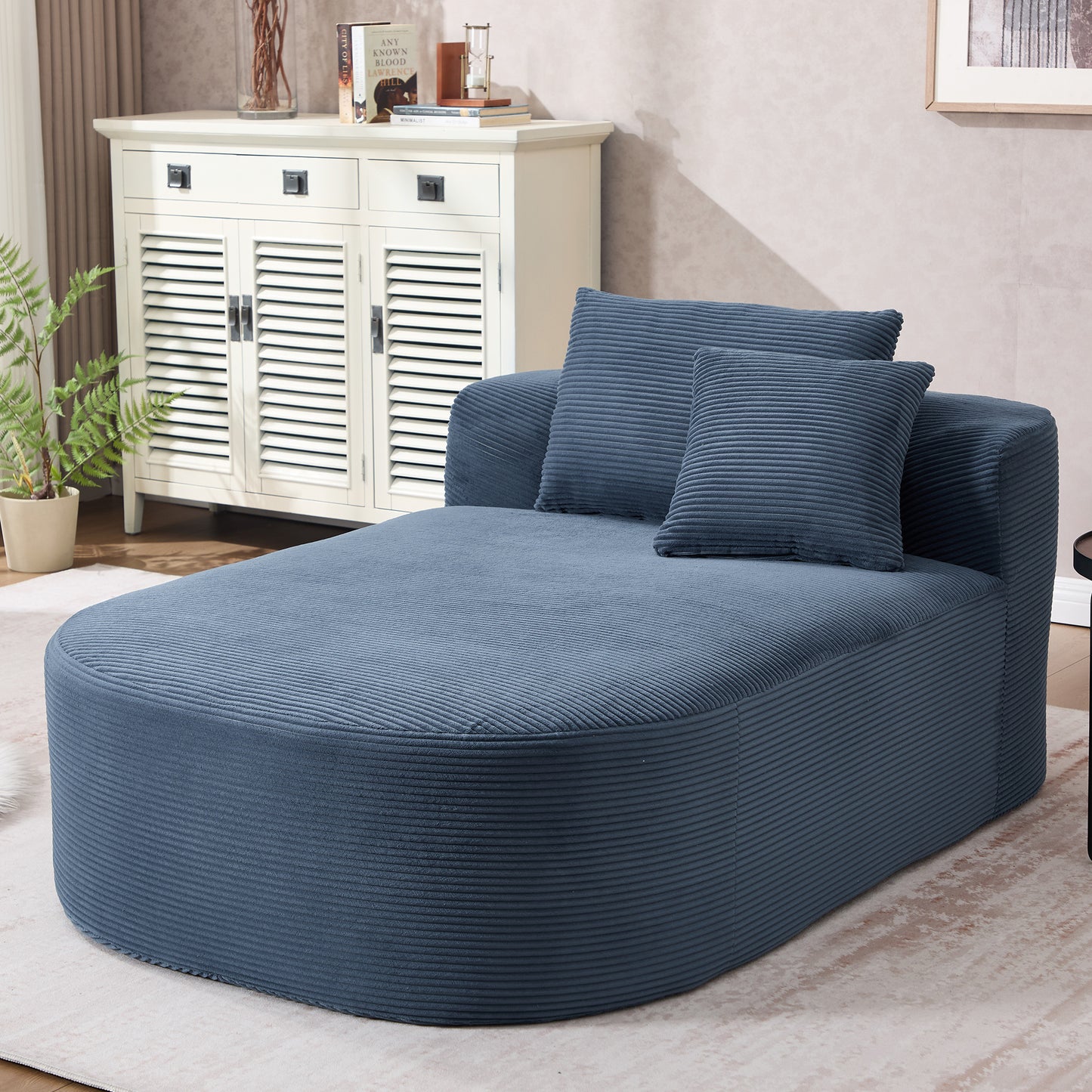 Muumblus 67.5" Oversized Chaise Lounge Indoor Furniture, No Assembly Boneless Cloud Couch, Deep Seat Corduroy Sleeper Sofa Bed for Living Room, Beige