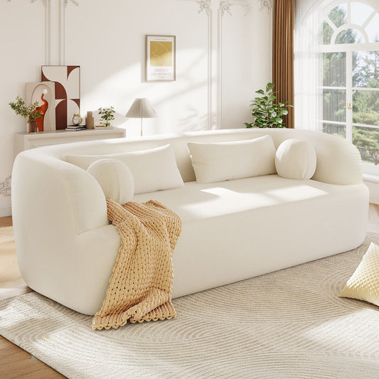Muumblus 86“ Chenille Boneless Sofa, Modern Upholstered Living Room Couch, Cozy Curved 3-Seater Cloud Sofa, Gray