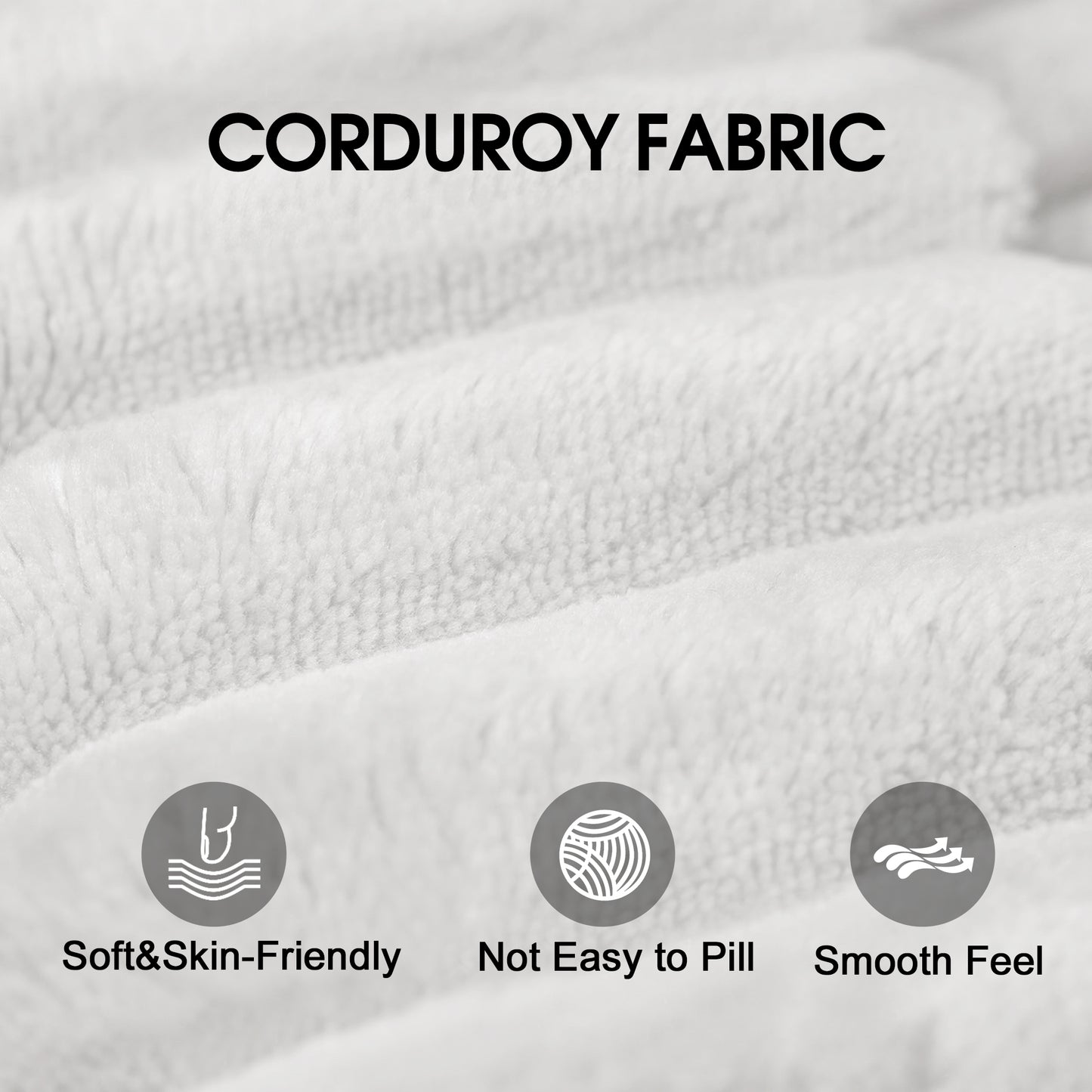 Muumblus Modular Sectional Sofa with Movable Ottoman, L-Shaped Deep Seat Corduroy Cloud Couch, No Assembly Boneless Couches for Living Room, White
