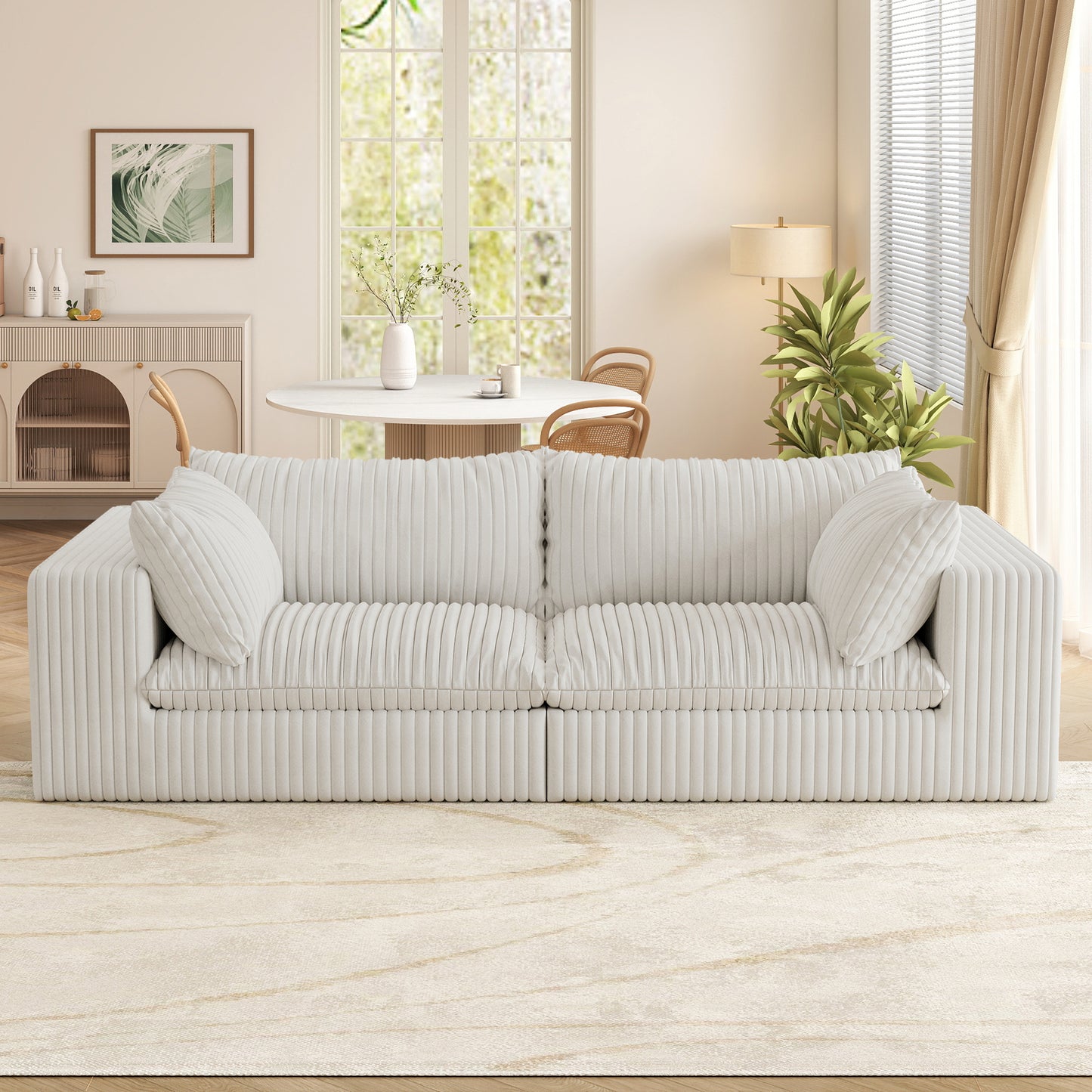 Muumblus 78" Oversized Boneless Loveseat Sofa, No Assembly Deep Seat Plush Corduroy Cloud Couch, Sleeper Sofa for Living Room, Black