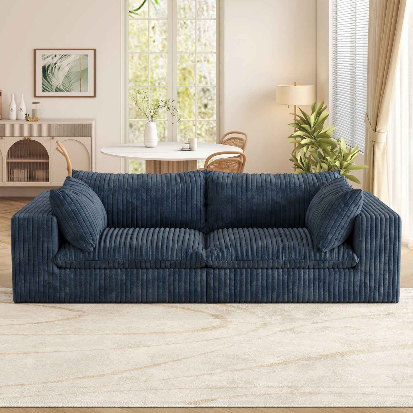 Muumblus 78" Oversized Boneless Loveseat Sofa, No Assembly Deep Seat Plush Corduroy Cloud Couch, Sleeper Sofa for Living Room, Black