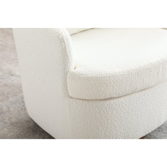 Muumblus Boucle Swivel Accent Barrel Chair, Living Room Leisure Comfy Armchair for Bedroom, Ivory