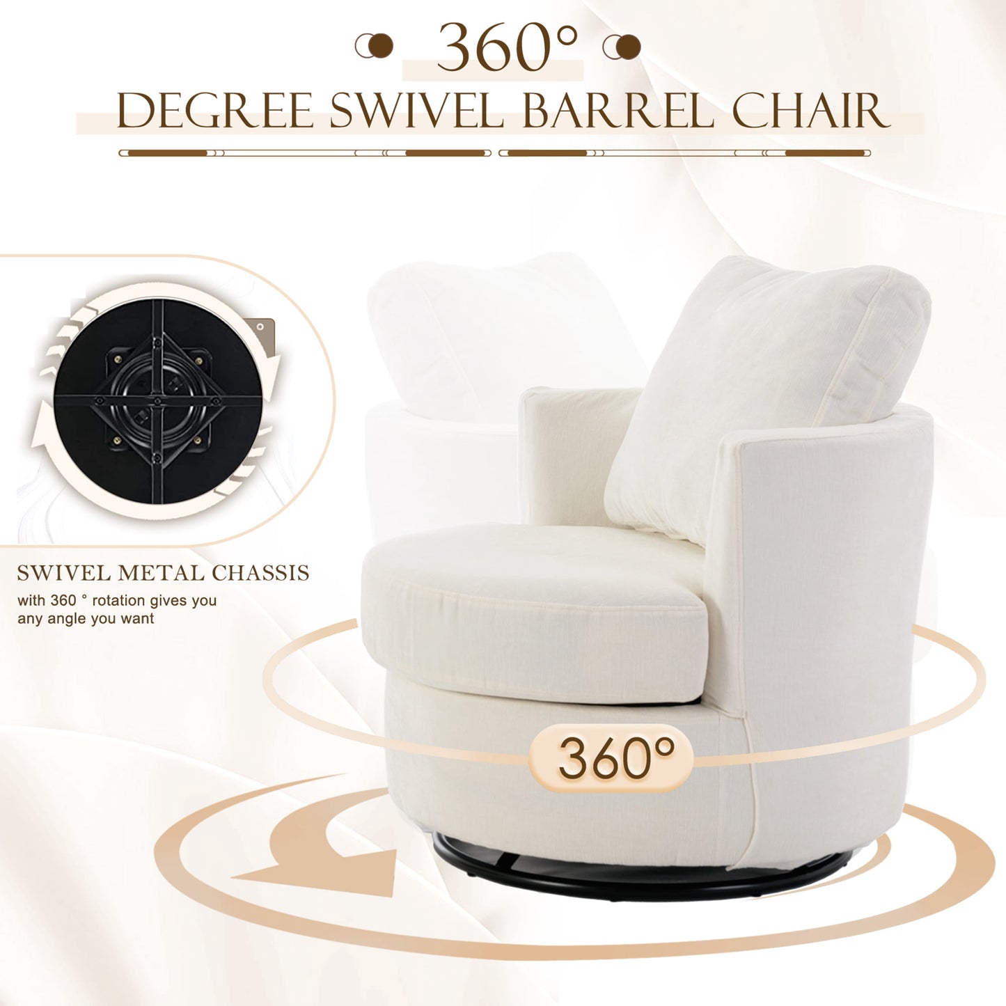 Muumblus  Chenille Swivel Chair for Living Room