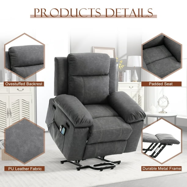 Muumblus Power Lift Recliner Chair Recliners for Elderly, Heat and Massage