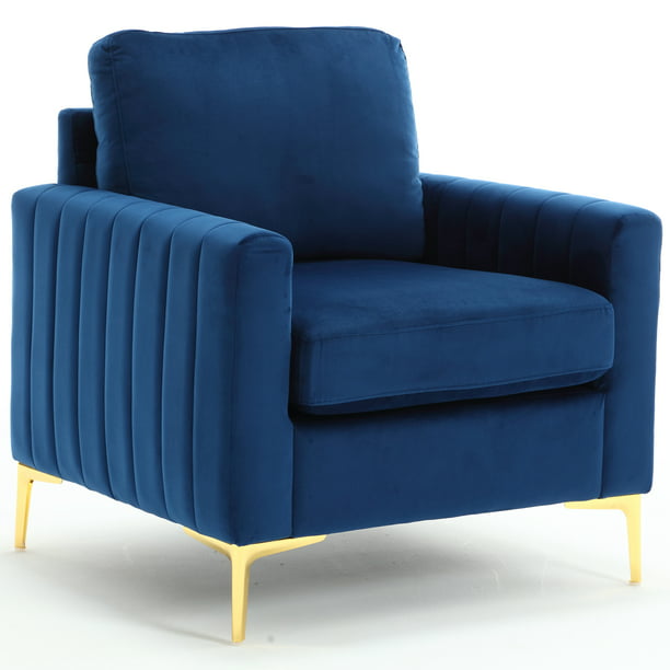 Muumblus Single Sofa Chair, Modern Adult Velvet Upholstered Accent Chair with Metal Legs, Comfy Armchair for Living Room Bedroom Study