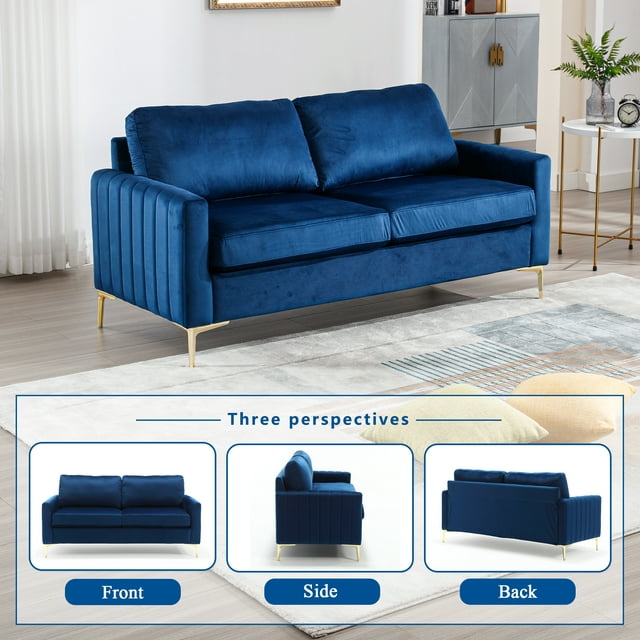 Muumblus Loveseat Sofa, 2 Seater Sofa for Small Space, Tufted Velvet Couch, Mid Century Modern Small Couches for Living Room, Bedroom