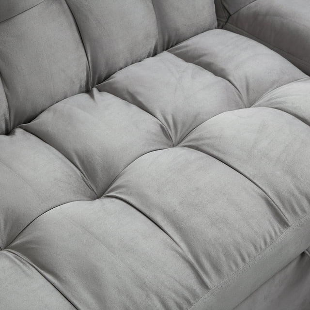 Muumblus 84" Convertible Sleeper Sofa Bed with Storage Chaise, L-Shaped Sectional Sofa, Queen Size Pull Out Sofa Bed in Gray Velvet