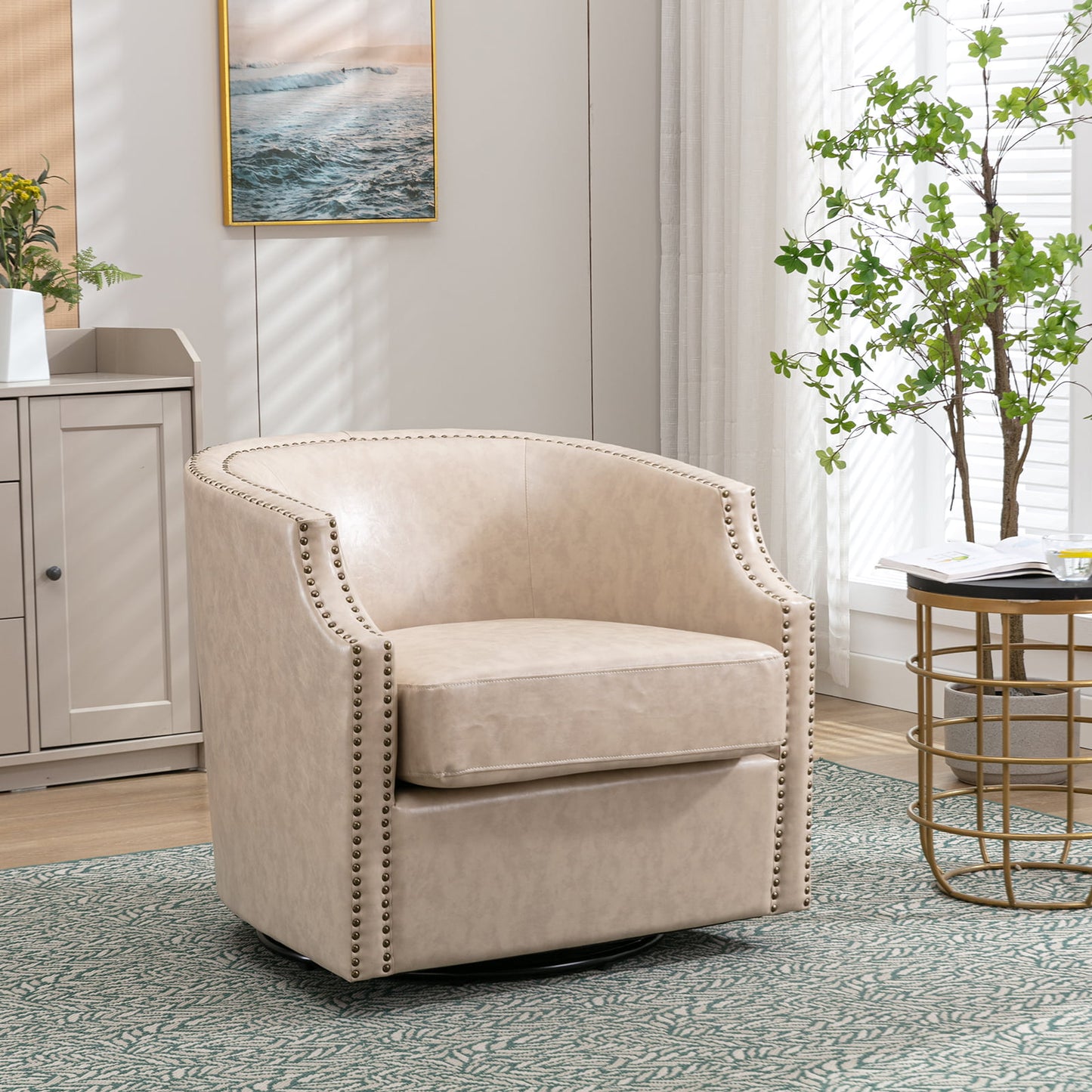 Muumblus Swivel Barrel Accent Chair, Comfy Glider Rocker for Living Room & Nursery, Modern Barrel Accent Chair Armchair Sofa Chair
