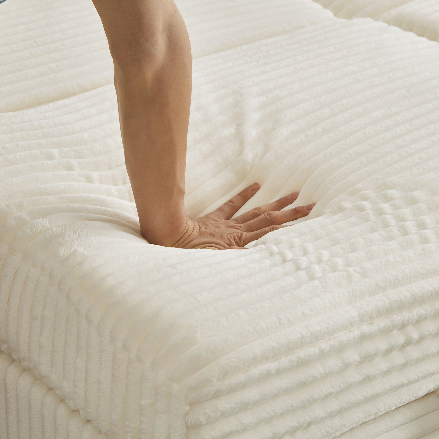 Muumblus Modular Sectional Sofa with 2 Storage Ottomans, 2 Side Tables & USB, Cozy Double Chaise Lounge Cloud Sofa, Plush Corduroy Sleeper Bed Couch for Living Room, White