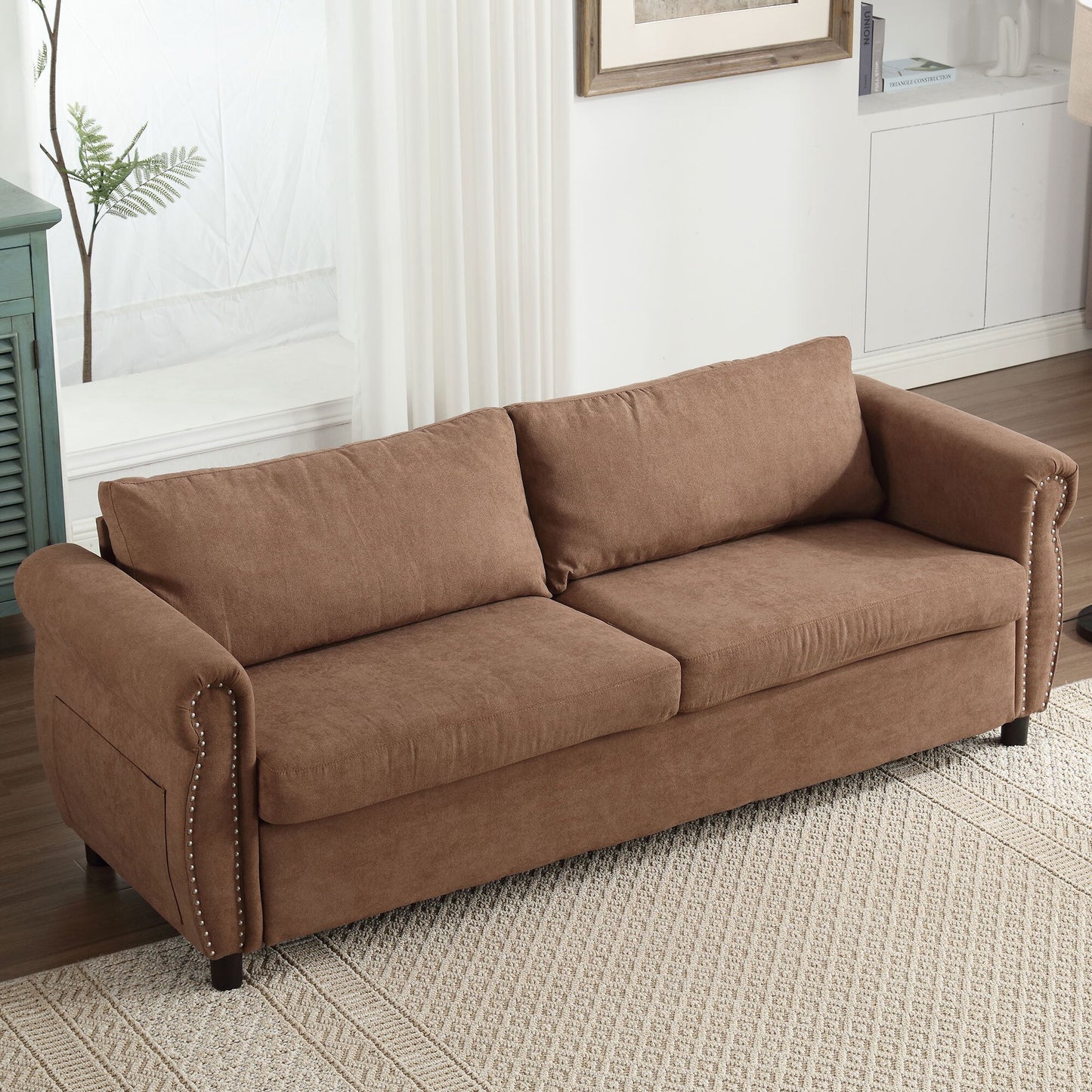 Muumblus Queen Size Sleeper Couch Bed with Memory Foam Mattress, 2-in-1 Convertible Pull Out Sofa Beds for Living Room, Bedroom