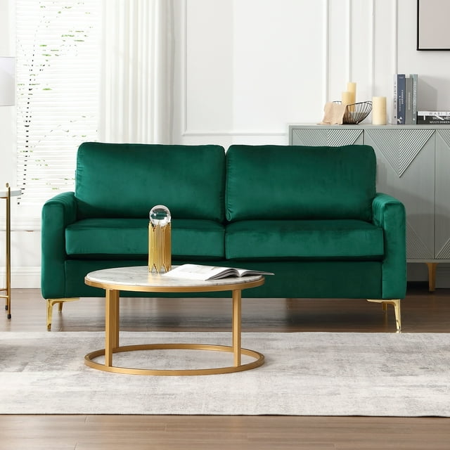 Muumblus 3 Pieces Velvet Living Room Furniture Sets, Modern 1 Seater Sofa Chair and 2 Seater Loveseat Sofa and 3 Seater Sofa Couch, Green