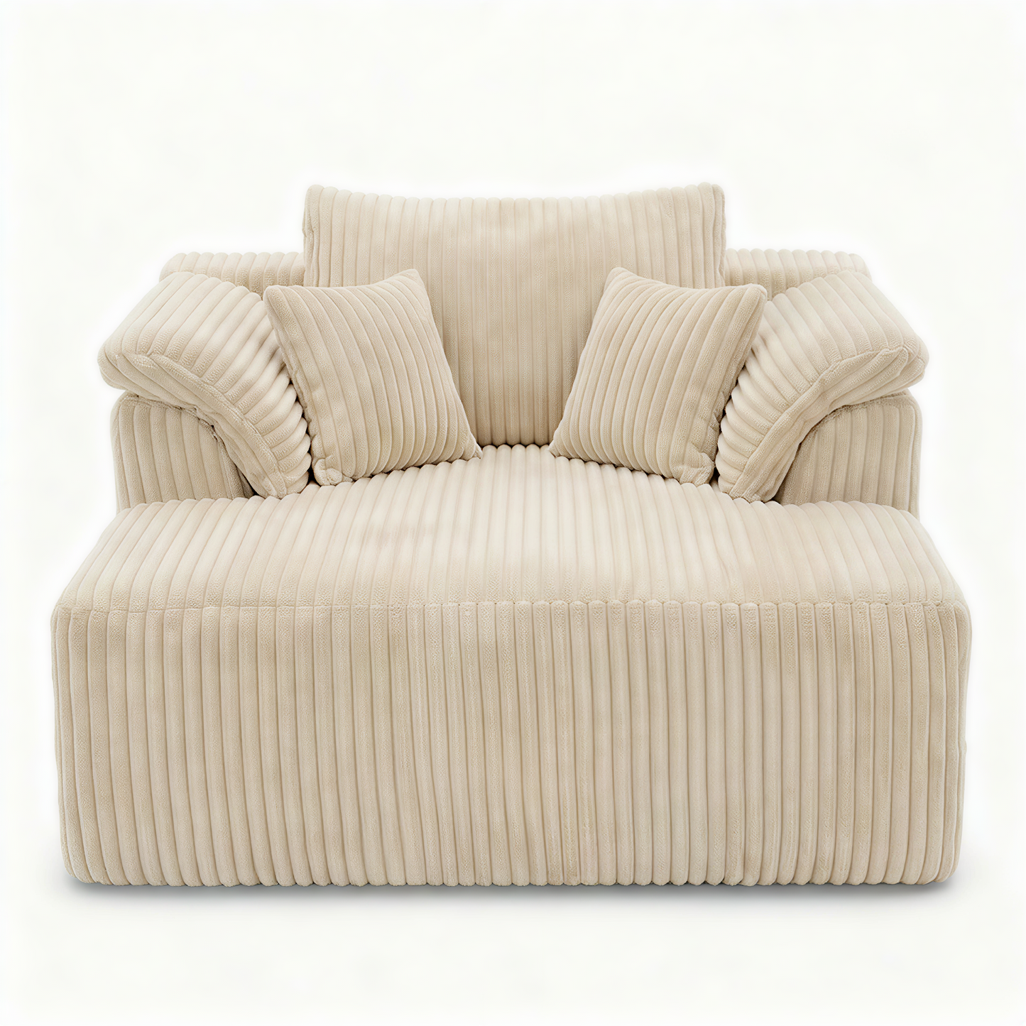 Muumblus 60" Oversized Chaise Lounge Chair Indoor Furniture, No-Assembly Modern Boneless Cloud Couch, Sleeper Sofa Bed for Living Room, Beige Corduroy