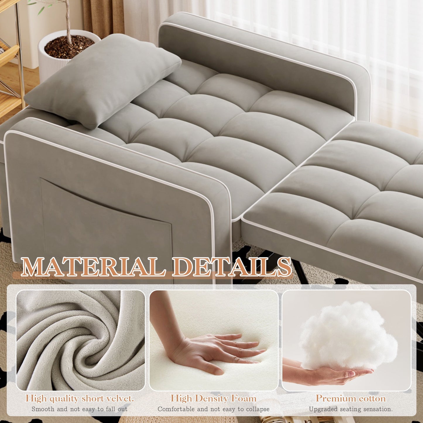 Muumblus Sleeper Sofa Chair Bed, 3-in-1 Convertible Sofa Chair