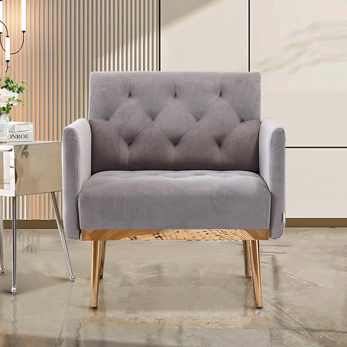 Deolme Modern Accent Chair, Upholstered Single Sofa Chair Sherpa Arm Chair for Living Room