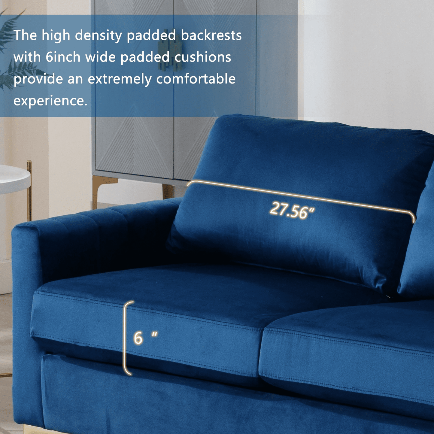 Muumblus 3 Pieces Velvet Living Room Furniture Sets, Modern Two Single Sofa Chairs and One 3-Seater Sofa Couch