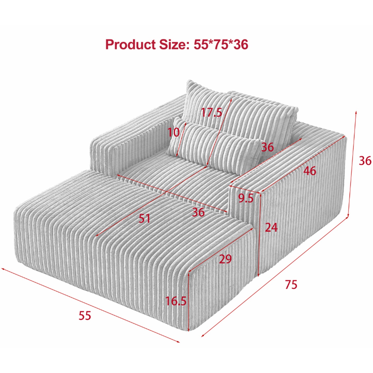 Muumblus Oversized Lounge Chair with Ottoman, No Assembly Required, Corduroy Sleeper Sofa Couch for Living Room, Beige