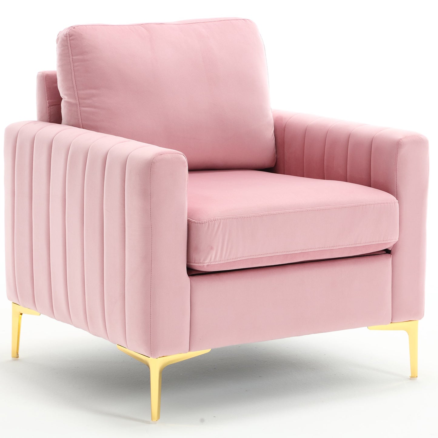 Muumblus Single Sofa Chair, Modern Adult Velvet Upholstered Accent Chair with Metal Legs, Comfy Armchair for Living Room Bedroom Study