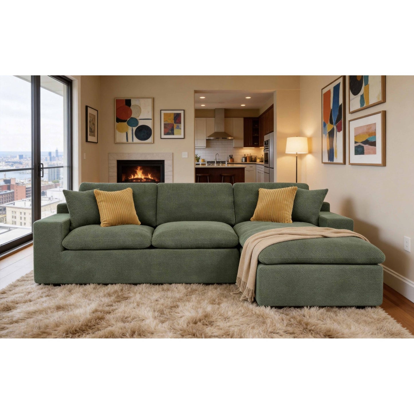Muumblus 106" Oversized Modular Sectional Sofa with Movable Chaise, L-Shaped Boneless Cloud Couch for Living Room, Black (Left Facing Chaise)