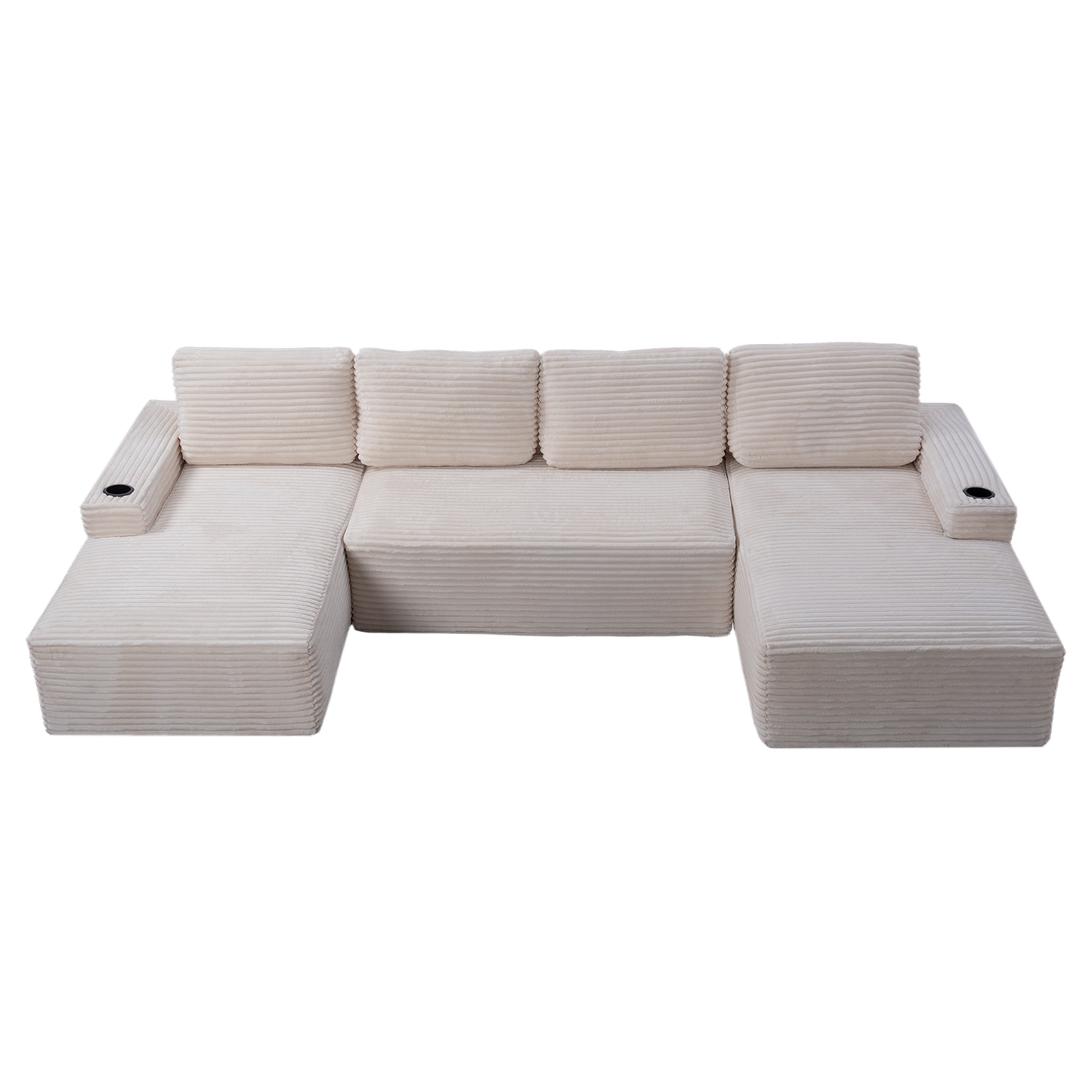 Muumblus 104" Ovsersiezd L-Shaped Modular Sectional Sofa with Cup Holders, Boneless Corduroy Cloud Couch for Living Room, Black（Right Facing Chaise）