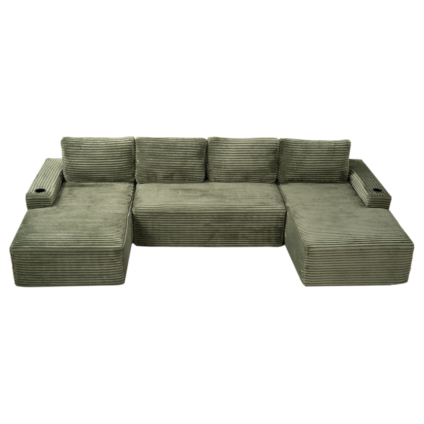 Muumblus 104" Ovsersiezd L-Shaped Modular Sectional Sofa with Cup Holders, Boneless Corduroy Cloud Couch for Living Room, Black（Right Facing Chaise）