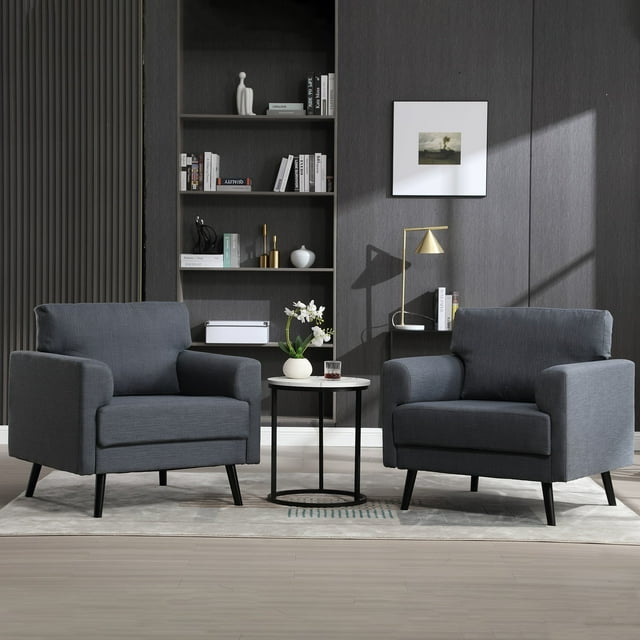 Muumblus 35.8" Oversized Accent Armchairs Set of 2, Modern Large Leisure Chair and A Half for Living Room, Beige Linen