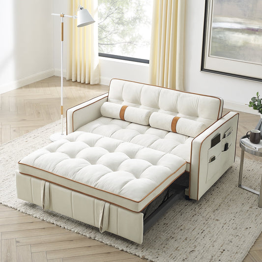 Muumblus 55" Pull Out Sofa Bed - Tufted Velvet Convertible Loveseat Sleeper Sofa Couch for Living Room