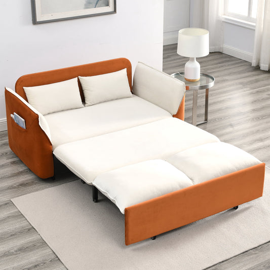 Muumblus 57" Pull Out Sofa Bed, Convertible Adult Sleeper Sofa Bed with Cushions&Throw