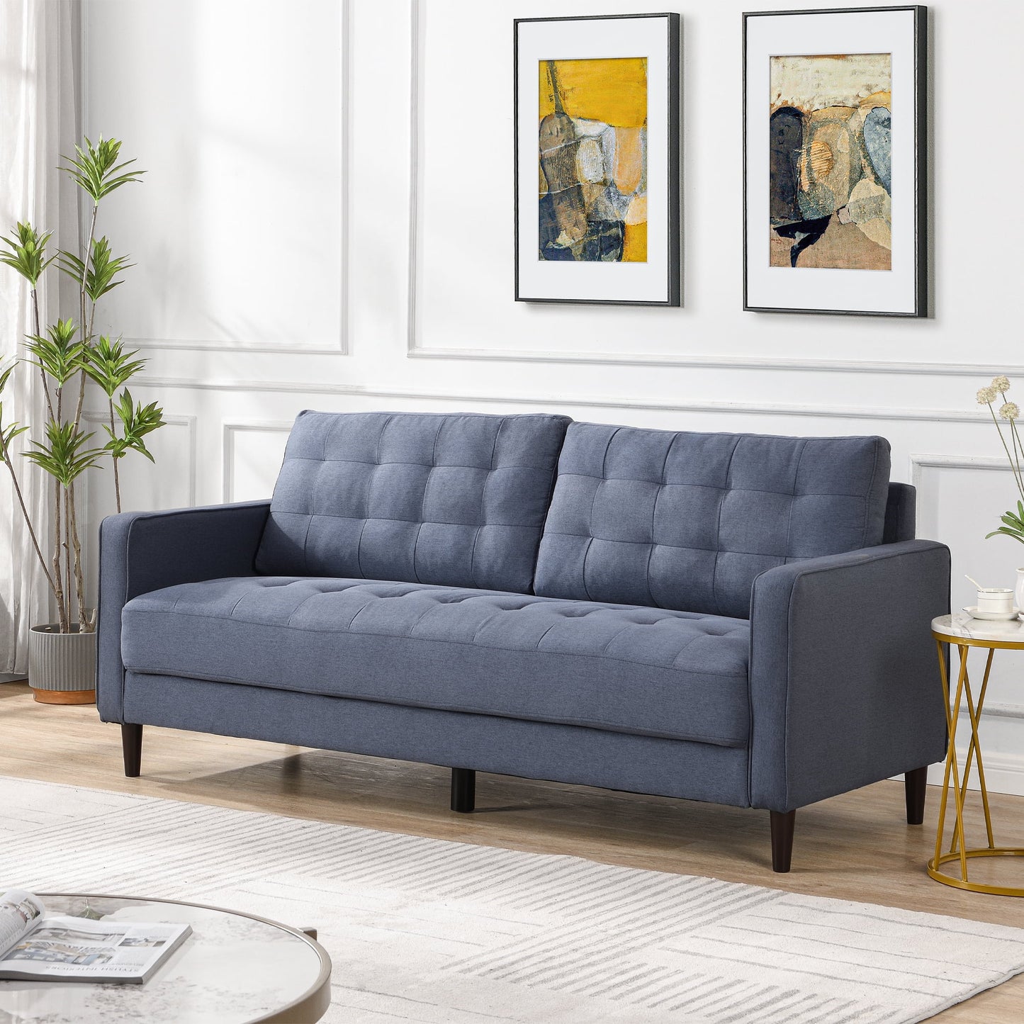 Muumblus 75 " Fabric Tufted Upholstered Sofa Couch