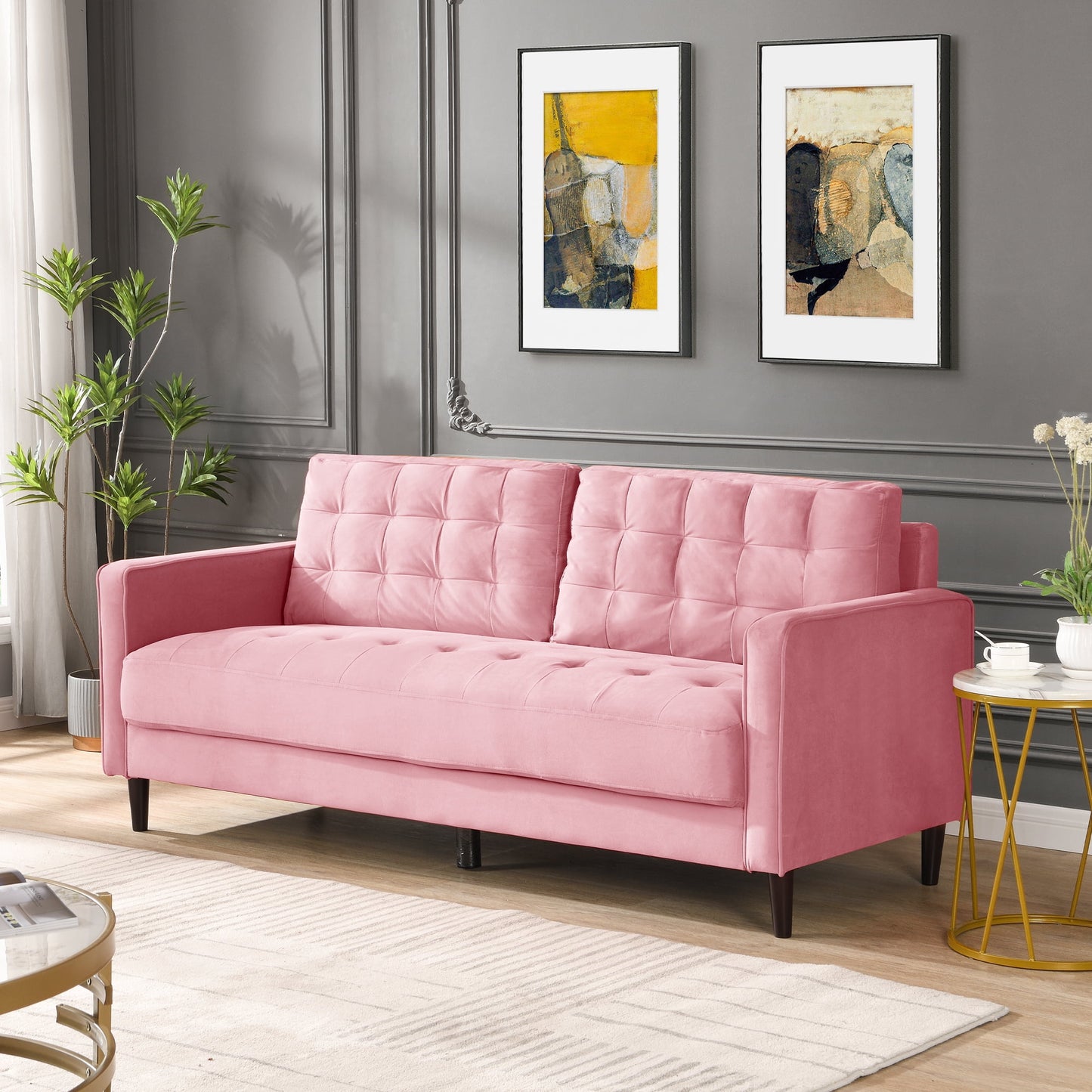 Muumblus 75 " Velvet Tufted Upholstered Sofa Couch