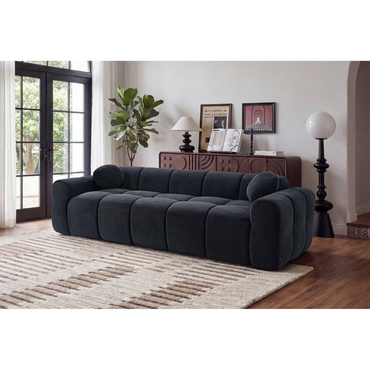 Muumblus 98" Boneless Cloud Couch, Modern Corduroy Floor Sofa, No Assembly Required Couches and Sofas for Living Room, Black