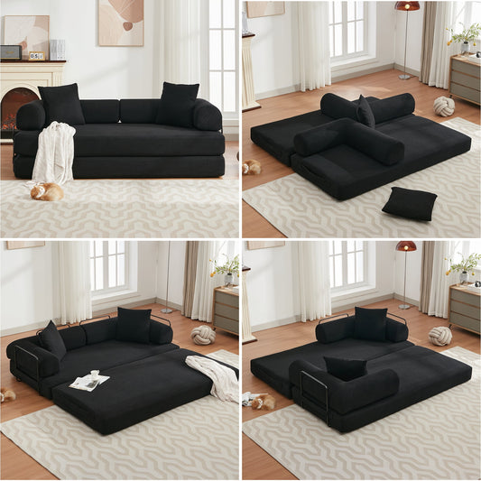 Muumblus Convertible Floor Futon Sofa Bed, Comfy Foldable Sleeper Cloud Couch for Living Room, Bedroom