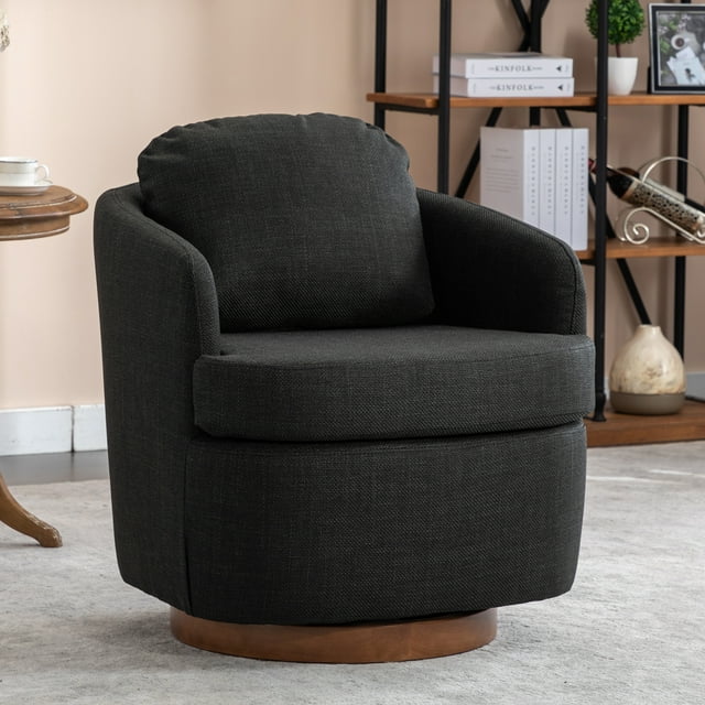 Muumblus Boucle Swivel Accent Barrel Chair, Living Room Leisure Comfy Armchair for Bedroom, Ivory