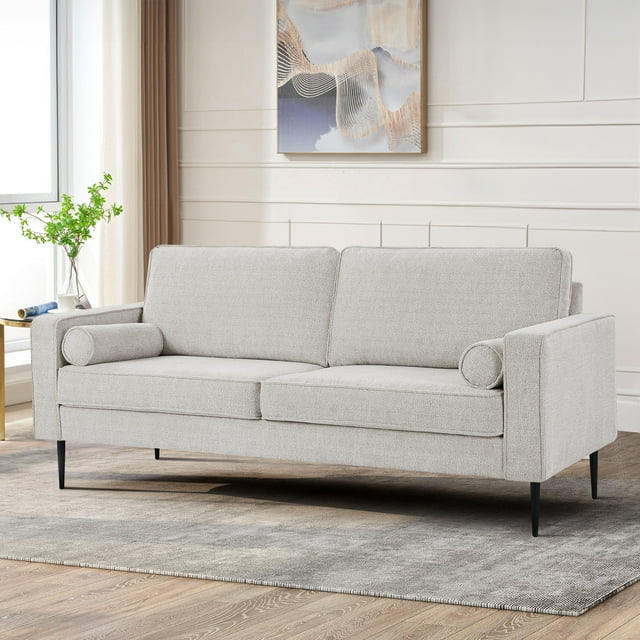 Muumblus Living Room Sectional Sofa with Chaise,3-Seater L Shaped Couch with Ottoman, Brown Faux Leather