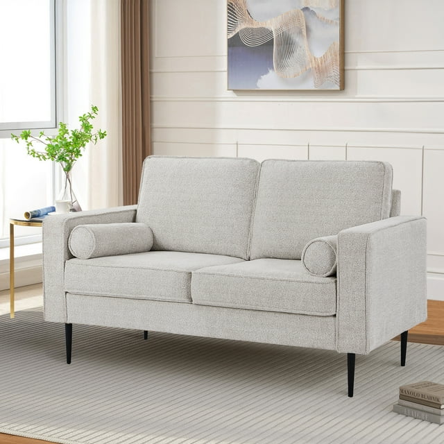 Muumblus Living Room Sectional Sofa with Chaise, L-Shaped Small Couch with Ottoman, Brown Faux Leather