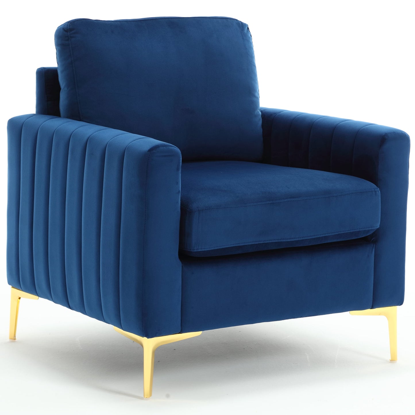 Muumblus Modern Accent Chair, Upholstered Single Sofa Chair Club Arm Chair for Living Room, Comfy Armchair with Metal Legs, Tufted Chair for Reading, Beige Velvet