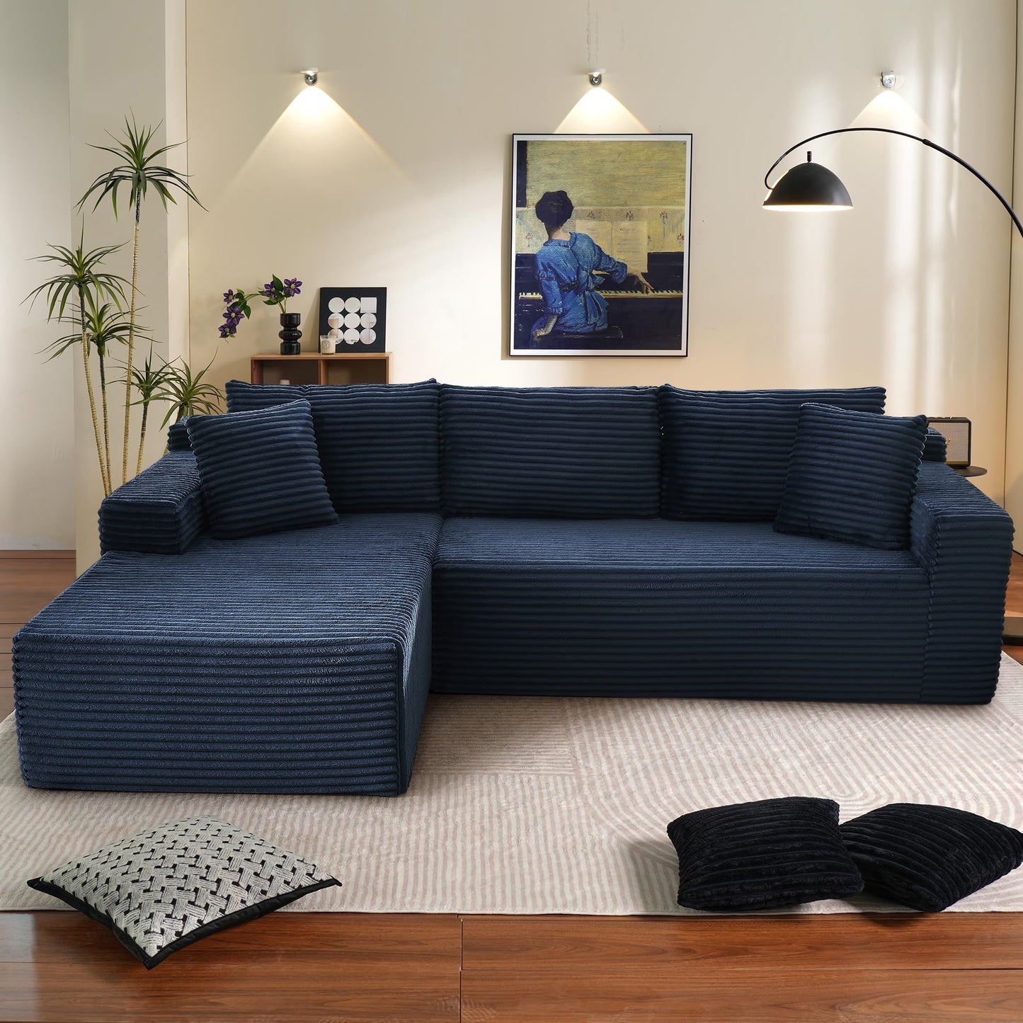 Muumblus Modular Sectional Sofa, Oversized L-Shape Cloud Couch, Modern Corduroy Sleeper Couches for Living Room, No Assembly Required