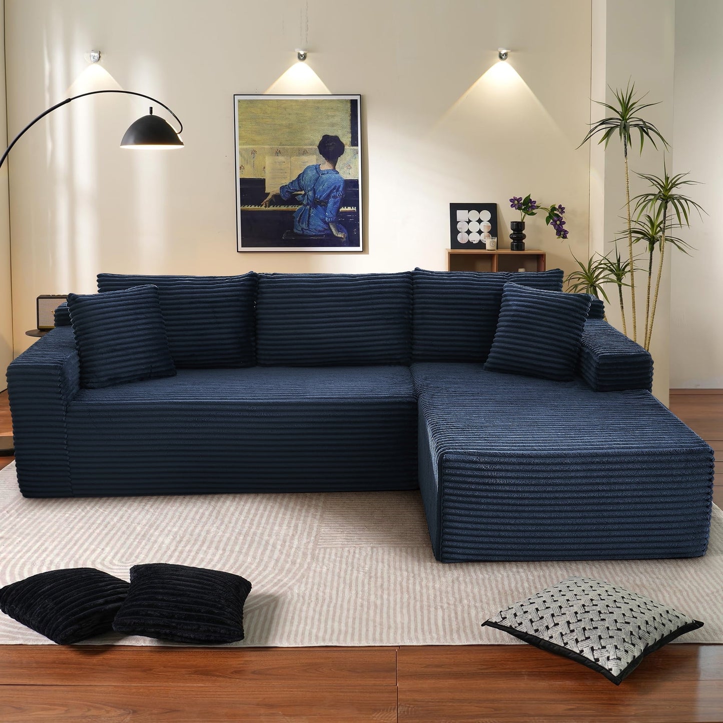 Muumblus Modular Sectional Sofa, Oversized L-Shape Cloud Couch, Modern Corduroy Sleeper Couches for Living Room, No Assembly Required