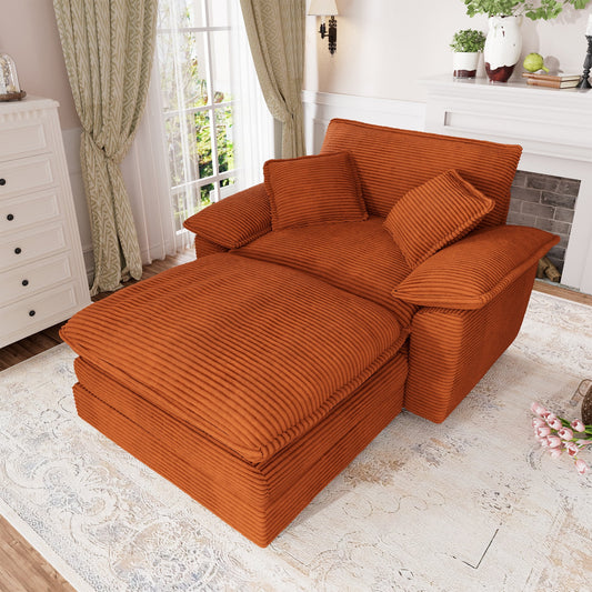 Muumblus Oversized Accent Chair with Ottoman, 48" Indoor Chaise Lounge Cloud Sofa Reading Armchair for Modern Living Room, Bedroom