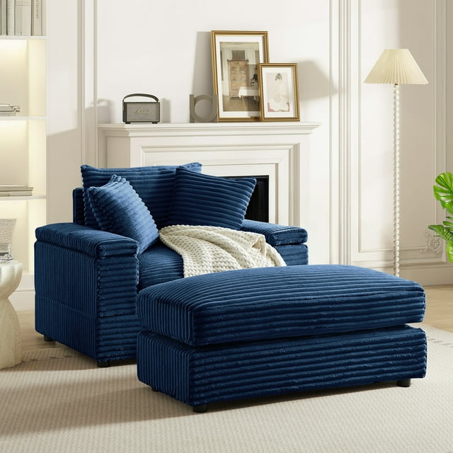 Muumblus Oversized Lounge Chair with Ottoman, Cloud Accent Reading Armchair for Living Room