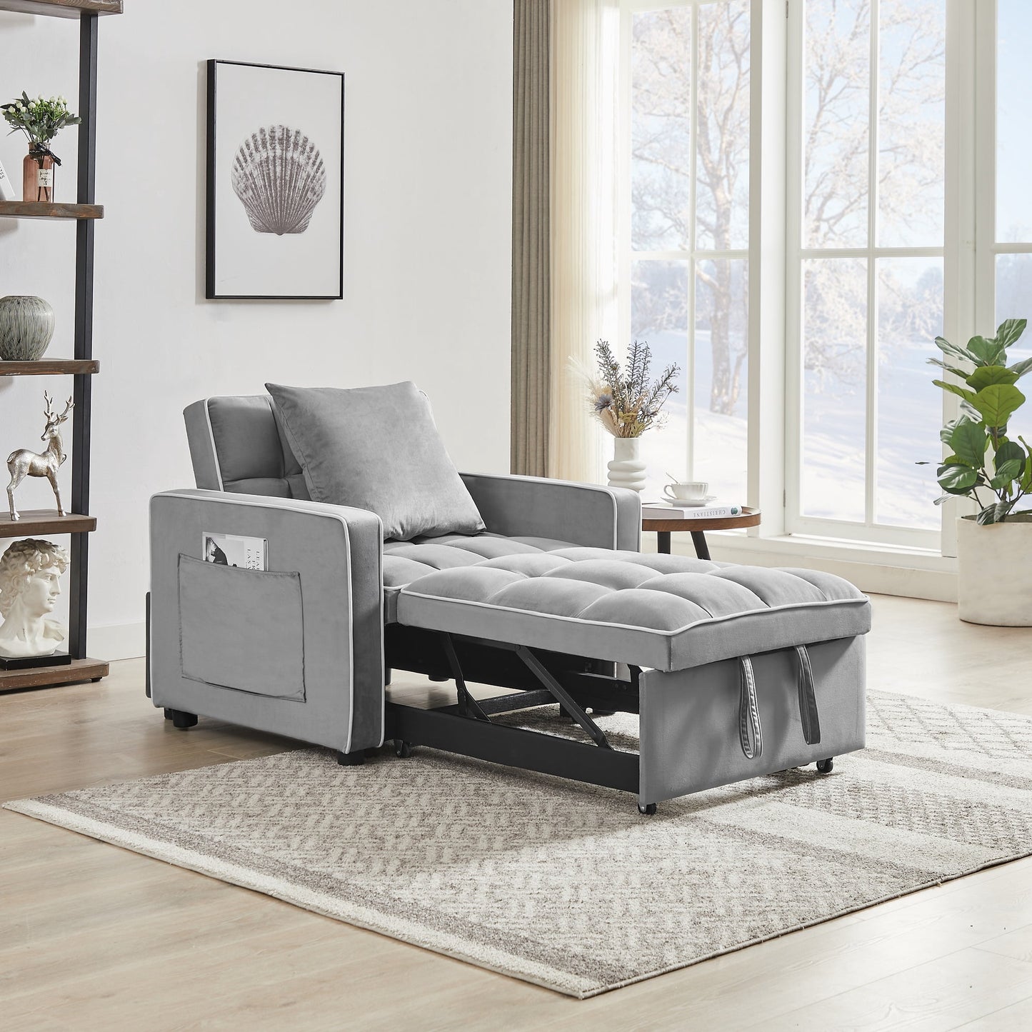 Muumblus Sleeper Sofa Chair Bed, 3-in-1 Convertible Sofa Chair