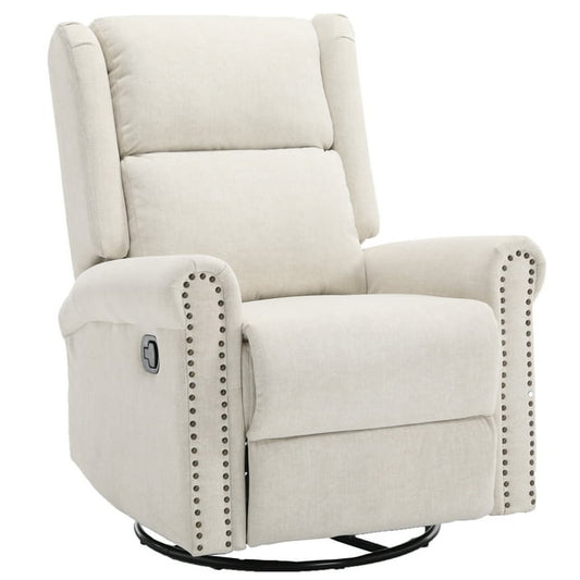 Muumblus Swivel Glider Rocker Recliner for Nursery, Wingback Upholstered Nursery Chair in Beige
