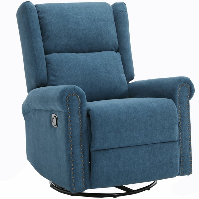 Muumblus Swivel Glider Rocker Recliner for Nursery, Wingback Upholstered Nursery Chair in Beige