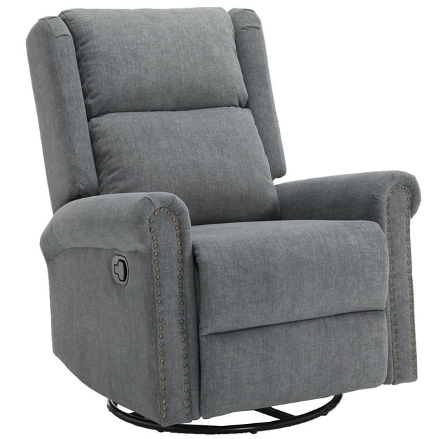 Muumblus Swivel Glider Rocker Recliner for Nursery, Wingback Upholstered Nursery Chair in Beige