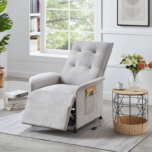 Muumblus High Back Power Recliner Sleeper Chair for Living Room, Bedroom, Light Gray Linen