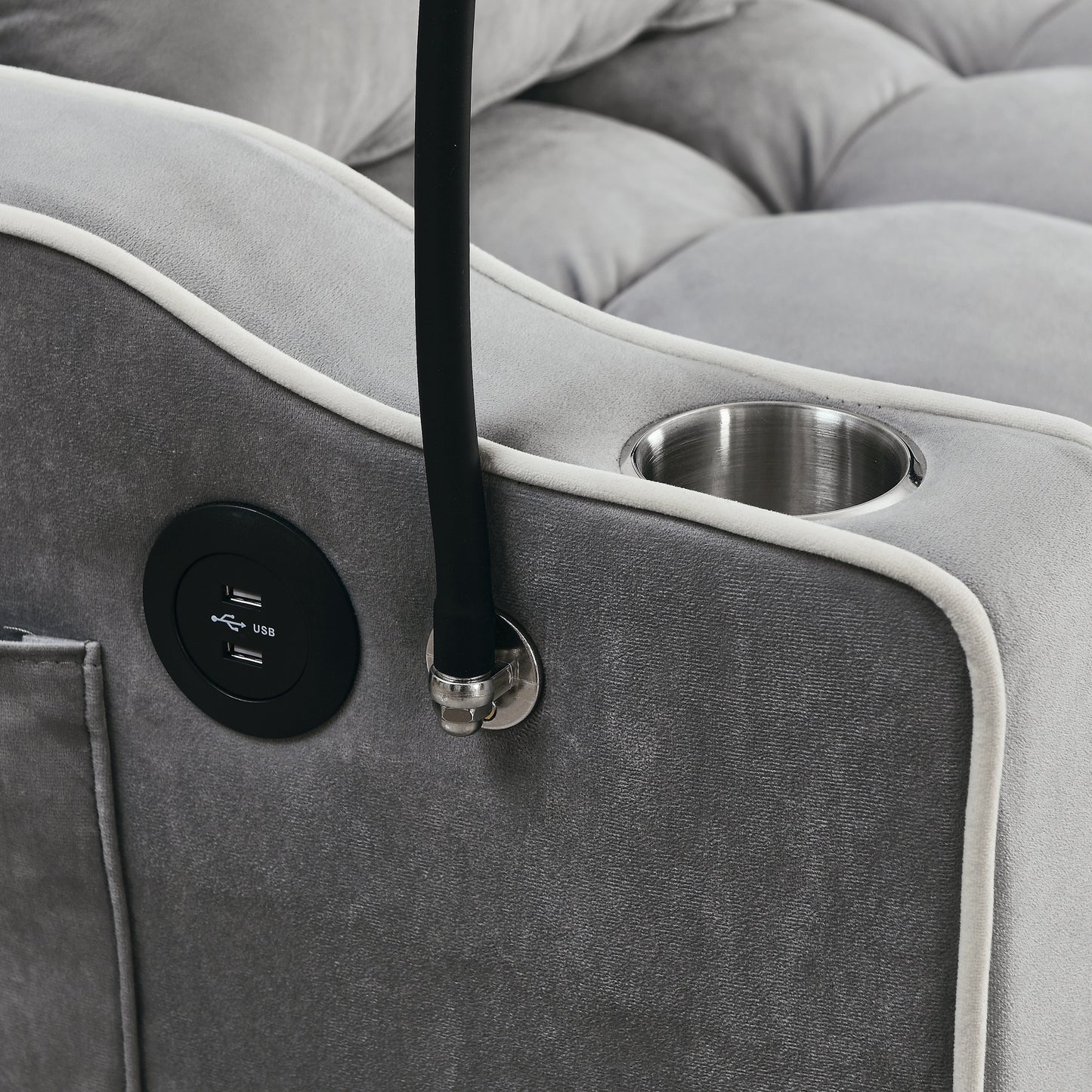 Muumblus Pull Out Sofa Bed with Swivel Phone Stand, USB Port, 3-in-1 Convertible Futon Sofa Bed, Loveseat Sleeper for Living Room/Apratment, Gray Velvet