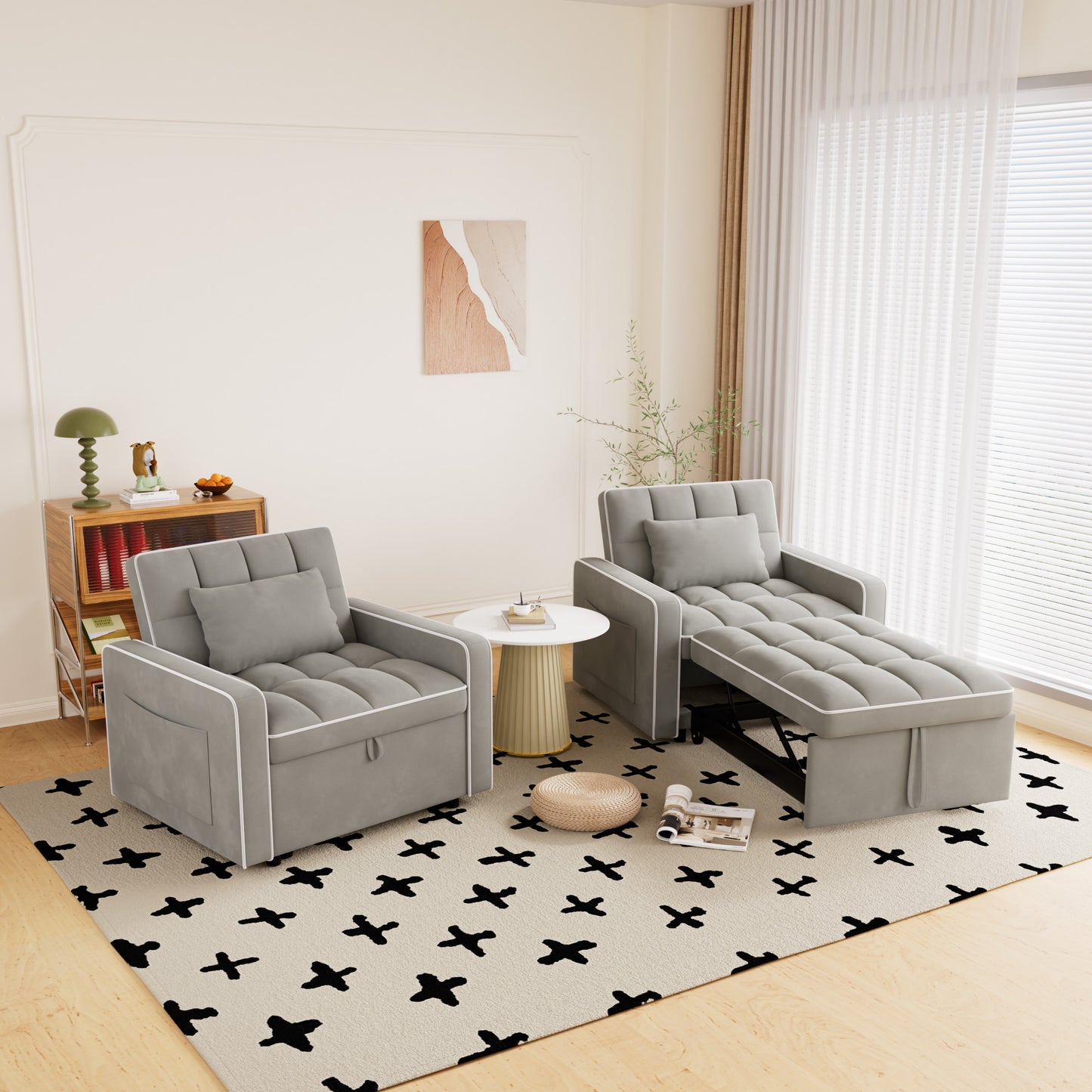Muumblus Sleeper Sofa Chair Bed, 3-in-1 Convertible Sofa Chair