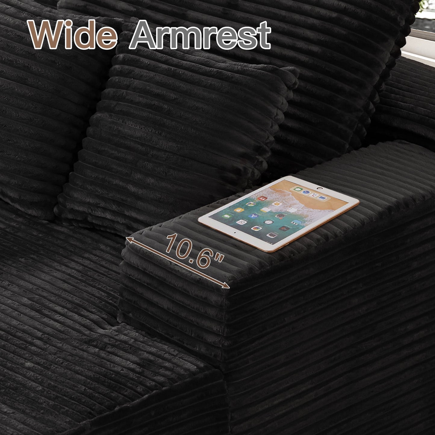 Muumblus Oversized Chaise Lounge Chair Indoor, No Assembly Required, Plush Corduroy Cloud Floor Sofa Bed for Living Room