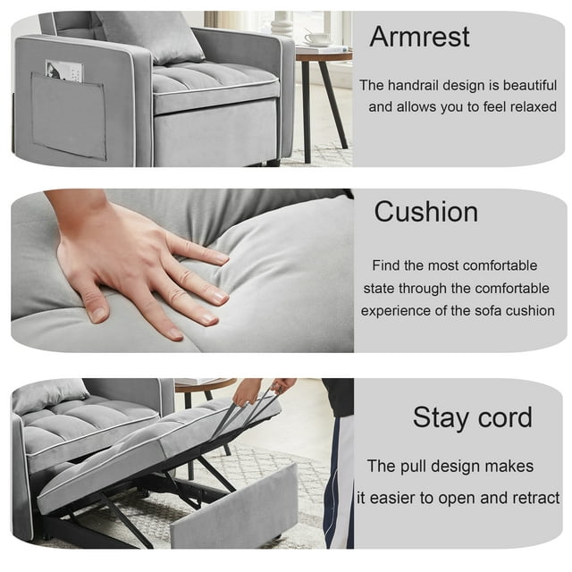 Muumblus Sleeper Sofa Chair Bed, 3-in-1 Convertible Sofa Chair