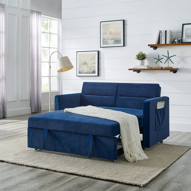 Muumblus 54.5" Pull Out Sofa Bed, Convertible Futon Sofa Bed with Pull Out Bed, Loveseat Sleeper Sofa for Living Room, Adjustable Back